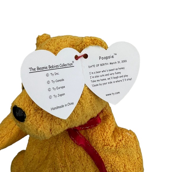 Original Ty Beanie Baby "Poopsie" the Bear Beanie Baby Vintage Retired Bear 2001 - Picture 6 of 8
